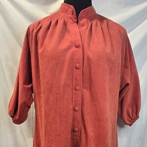 Lorac Original Burnt Orange Dress 3/4 Button-up Size XL Collard
